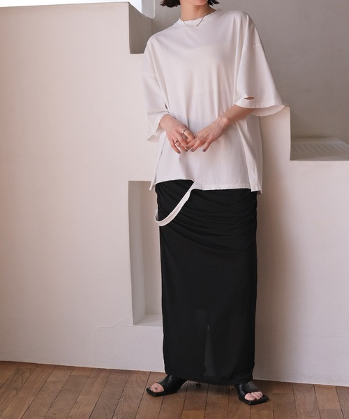 AKTE（アクテ）の「シャビーシックTシャツ（Tシャツ/カットソー・レディース・ホワイト/グレー・FREE）」の15枚目の写真