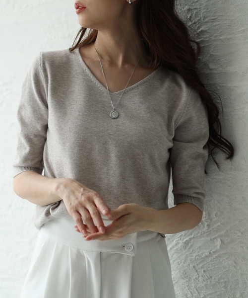 Sawa a la mode(サワアラモード)の「サマーニットトップス(ニット/セーター・レディース・ミント/ブラック/ホワイト/ブルー/ピンク/イエロー/オレンジ/グレー・FREE)」の3枚目の写真