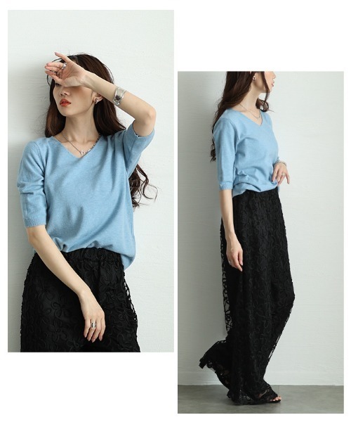 Sawa a la mode(サワアラモード)の「サマーニットトップス(ニット/セーター・レディース・ミント/ブラック/ホワイト/ブルー/ピンク/イエロー/オレンジ/グレー・FREE)」の10枚目の写真
