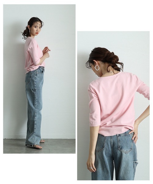 Sawa a la mode(サワアラモード)の「サマーニットトップス(ニット/セーター・レディース・ミント/ブラック/ホワイト/ブルー/ピンク/イエロー/オレンジ/グレー・FREE)」の14枚目の写真