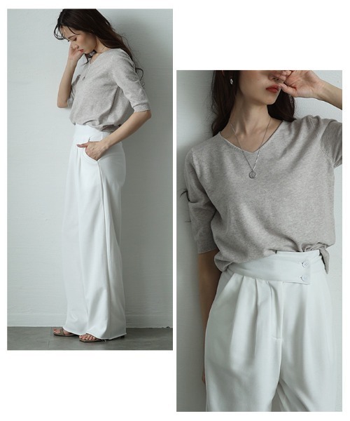 Sawa a la mode(サワアラモード)の「サマーニットトップス(ニット/セーター・レディース・ミント/ブラック/ホワイト/ブルー/ピンク/イエロー/オレンジ/グレー・FREE)」の16枚目の写真