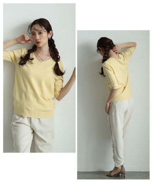 Sawa a la mode(サワアラモード)の「サマーニットトップス(ニット/セーター・レディース・ミント/ブラック/ホワイト/ブルー/ピンク/イエロー/オレンジ/グレー・FREE)」の22枚目の写真