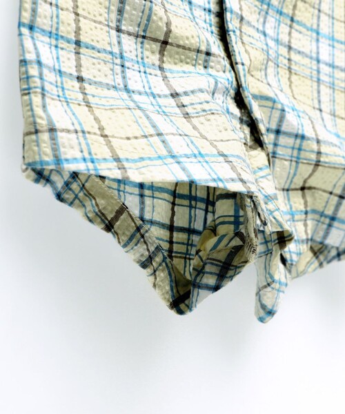 BRANSHES(ブランシェス)の「【おそろい】ぽこぽこ/サッカーチェック柄半袖カバーオール(ロンパース・キッズ・ベージュ/ブルー・70/80)」の7枚目の写真