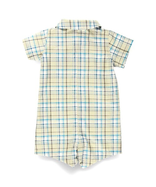 BRANSHES(ブランシェス)の「【おそろい】ぽこぽこ/サッカーチェック柄半袖カバーオール(ロンパース・キッズ・ベージュ/ブルー・70/80)」の11枚目の写真