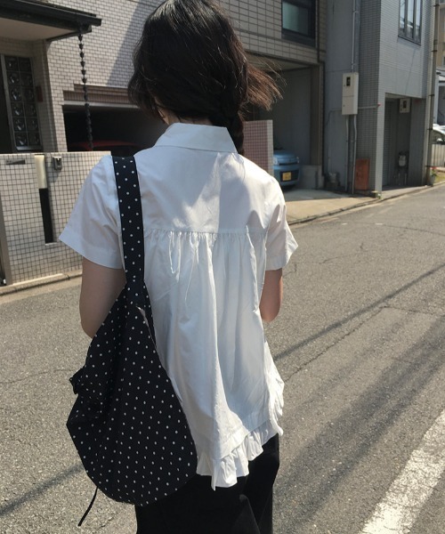 ドットコットンビンテージボタンショルダーバッグ（トートバッグ