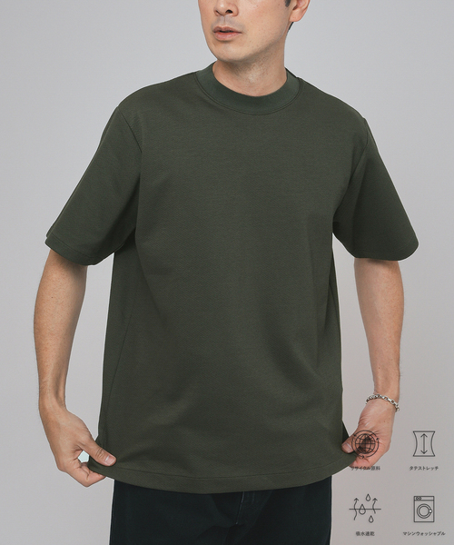 EDIFICE（エディフィス）の「"吸水速乾＆イージーケア" 36ゲージ ツイリー ドライ クルーネック Tシャツ（Tシャツ/カットソー・メンズ・グレー/ライトグレー/カーキ/ダークブルー・SMALL/MEDIUM/LARGE/X-LARGE）」の3枚目の写真