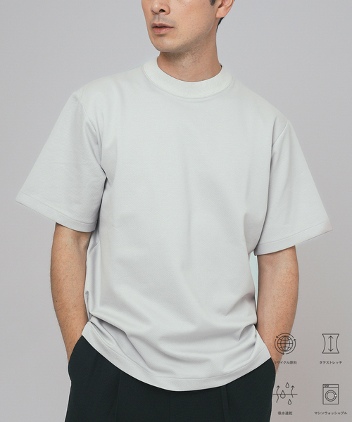 EDIFICE（エディフィス）の「"吸水速乾＆イージーケア" 36ゲージ ツイリー ドライ クルーネック Tシャツ（Tシャツ/カットソー・メンズ・グレー/ライトグレー/カーキ/ダークブルー・SMALL/MEDIUM/LARGE/X-LARGE）」の2枚目の写真