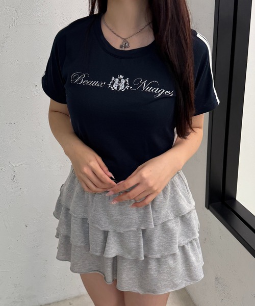 apres jour mignon(アプレジュールミニョン)の「サイドレースクロップドTシャツ【ZOZOTOWN限定アイテム】(Tシャツ/カットソー・レディース・ネイビー/オフホワイト/ピンク・X-LARGE/フリー)」の9枚目の写真