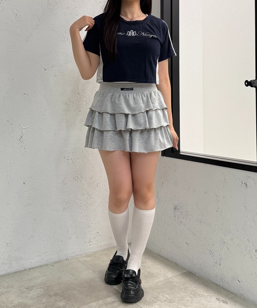 apres jour mignon(アプレジュールミニョン)の「サイドレースクロップドTシャツ【ZOZOTOWN限定アイテム】(Tシャツ/カットソー・レディース・ネイビー/オフホワイト/ピンク・X-LARGE/フリー)」の8枚目の写真