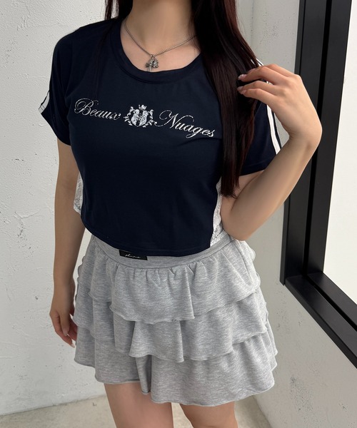 apres jour mignon(アプレジュールミニョン)の「サイドレースクロップドTシャツ【ZOZOTOWN限定アイテム】(Tシャツ/カットソー・レディース・ネイビー/オフホワイト/ピンク・X-LARGE/フリー)」の20枚目の写真