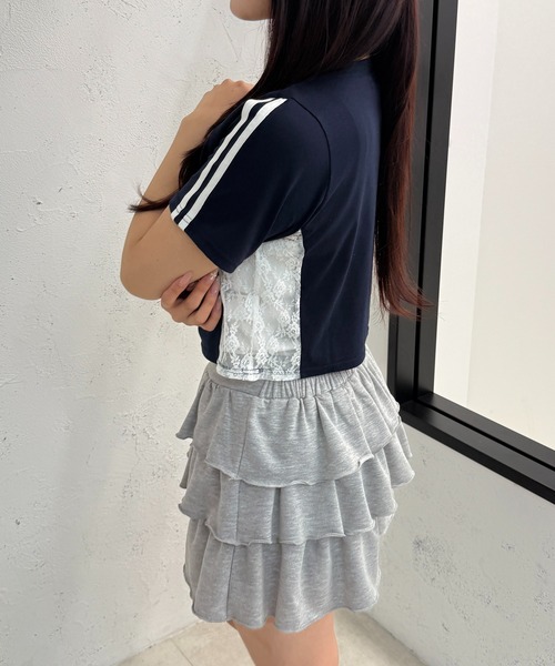 apres jour mignon(アプレジュールミニョン)の「サイドレースクロップドTシャツ【ZOZOTOWN限定アイテム】(Tシャツ/カットソー・レディース・ネイビー/オフホワイト/ピンク・X-LARGE/フリー)」の19枚目の写真