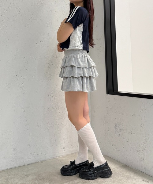 apres jour mignon(アプレジュールミニョン)の「サイドレースクロップドTシャツ【ZOZOTOWN限定アイテム】(Tシャツ/カットソー・レディース・ネイビー/オフホワイト/ピンク・X-LARGE/フリー)」の17枚目の写真