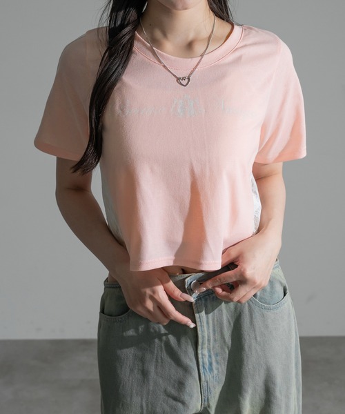 apres jour mignon(アプレジュールミニョン)の「サイドレースクロップドTシャツ【ZOZOTOWN限定アイテム】(Tシャツ/カットソー・レディース・ネイビー/オフホワイト/ピンク・X-LARGE/フリー)」の16枚目の写真