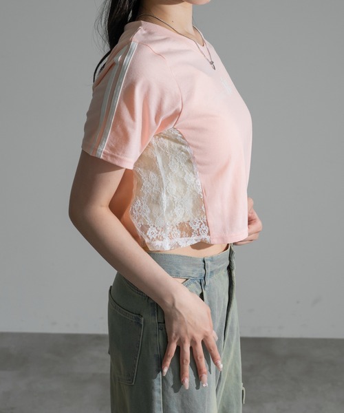 apres jour mignon(アプレジュールミニョン)の「サイドレースクロップドTシャツ【ZOZOTOWN限定アイテム】(Tシャツ/カットソー・レディース・ネイビー/オフホワイト/ピンク・X-LARGE/フリー)」の15枚目の写真