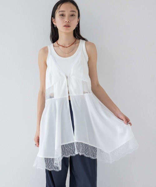 JEANASIS(ジーナシス)の「レースドッキングキャミチュニック/496460(キャミソール・レディース・ブラック/グレー系その他/オフホワイト・FREE)」の17枚目の写真