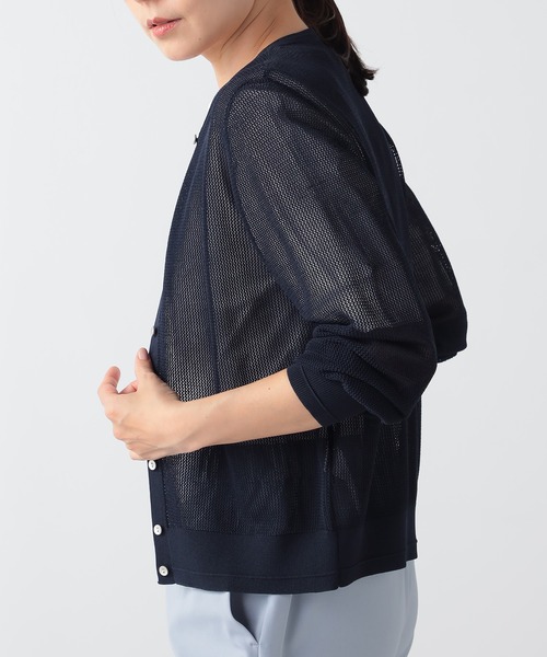 GALLORIA(ギャローリア)の「洗える メッシュクルーカーディガン(カーディガン/ボレロ・レディース・ネイビー/ホワイト・M/L/LL/S)」の8枚目の写真
