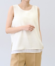 Aletta vita | シワ加工サテンレイヤードノースリーブブラウス(シャツ/ブラウス)