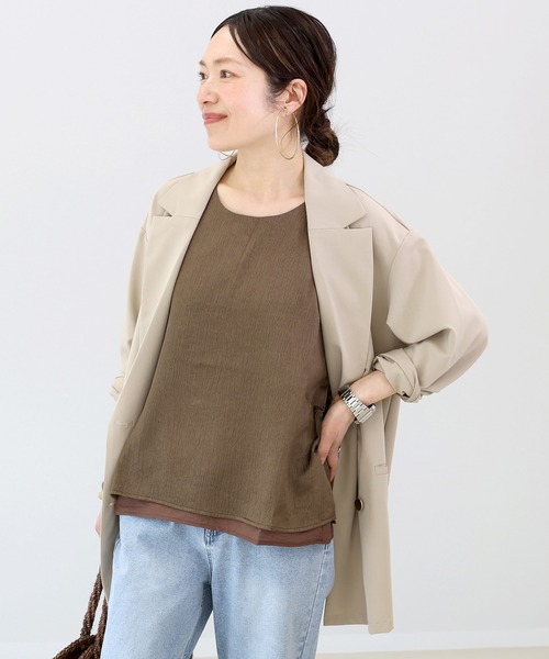 Aletta vita（アレッタビータ）の「シワ加工サテンレイヤードノースリーブブラウス（シャツ/ブラウス・レディース・ブラウン/アイボリー・M）」の6枚目の写真