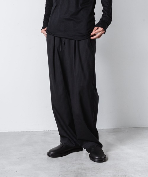 T/W/SI ストレッチギャバジン 1タック イージートラウザーズ / T