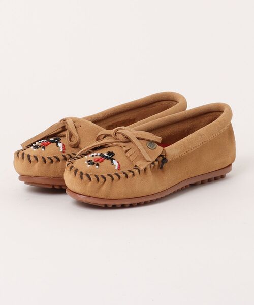 Minnetonka(ミネトンカ)の「【MINNETONKA】ミネトンカ THUNDERBIRD ANIMIKII(サンダーバード アニミキイ)リボンモカシンシューズ(モカシン/デッキシューズ・レディース・シルバー/ダークベージュ/ブラック/ブルー/グレー/ホワイト・6/8/7/5)」の4枚目の写真