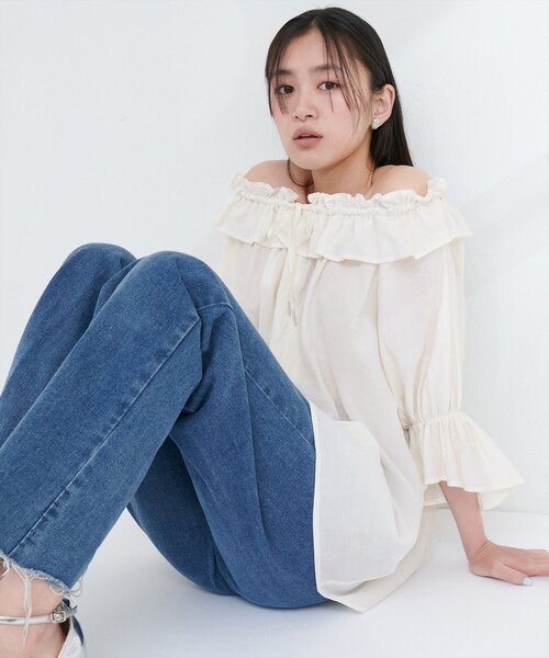 natural couture（ナチュラルクチュール）の「フリルスモックキャンディスリーブブラウス（シャツ/ブラウス・レディース・ピンク/イエロー/ブラック/オフホワイト・FREE）」の11枚目の写真