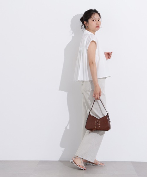 ブラウス シャツ バックプリーツクロップドシャツ レディース KBF ブラウス シャツ バックギャザークロップドシャツ