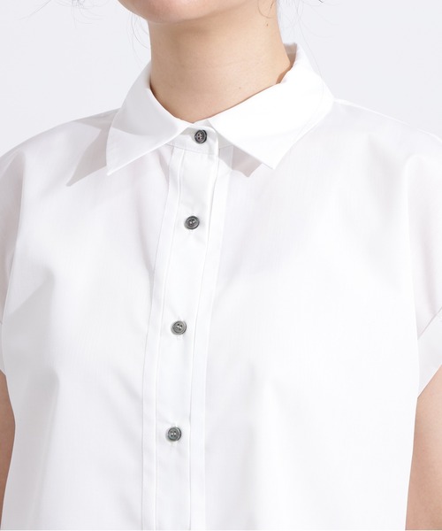 N.(N. Natural Beauty Basic)(エヌエヌナチュラルビューティーベーシック)の「バックプリーツクロップドシャツ(シャツ/ブラウス・レディース・ライトグリーン/オフホワイト/ブルー・MEDIUM)」の13枚目の写真