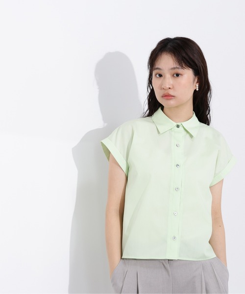 N.(N. Natural Beauty Basic)(エヌエヌナチュラルビューティーベーシック)の「バックプリーツクロップドシャツ(シャツ/ブラウス・レディース・ライトグリーン/オフホワイト/ブルー・MEDIUM)」の20枚目の写真