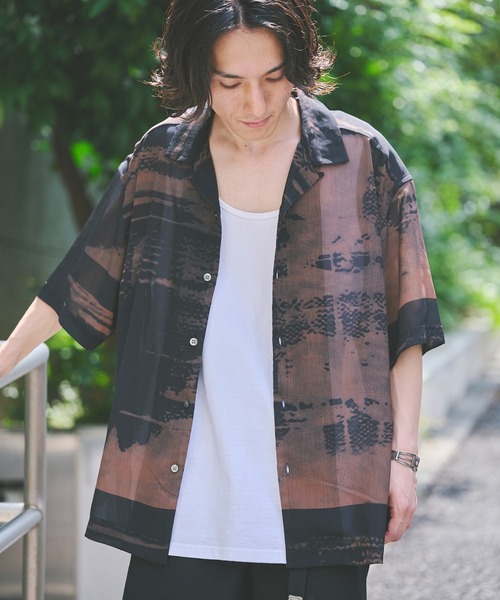 JOURNAL STANDARD(ジャーナルスタンダード)の「ライト ウィロー モダニズム 半袖 シャツ(シャツ/ブラウス・メンズ・ネイビー/ブラウン/ホワイト×ホワイト/その他/ブラック系その他・MEDIUM/LARGE)」の4枚目の写真