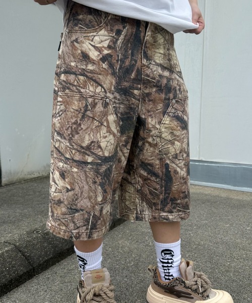 ATMARK（アットマーク）の「《2サイズ展開　/　UNISEX　》ダブルニー　クロスショーツ　ハーフパンツ（デニムパンツ・メンズ・ブラック/カーキ/サックスブルー/インディゴブルー・MEDIUM/LARGE）」の11枚目の写真