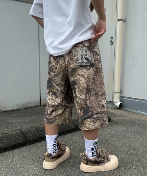 ATMARK（アットマーク）の「《2サイズ展開　/　UNISEX　》ダブルニー　クロスショーツ　ハーフパンツ（デニムパンツ・メンズ・ブラック/カーキ/サックスブルー/インディゴブルー・MEDIUM/LARGE）」の10枚目の写真