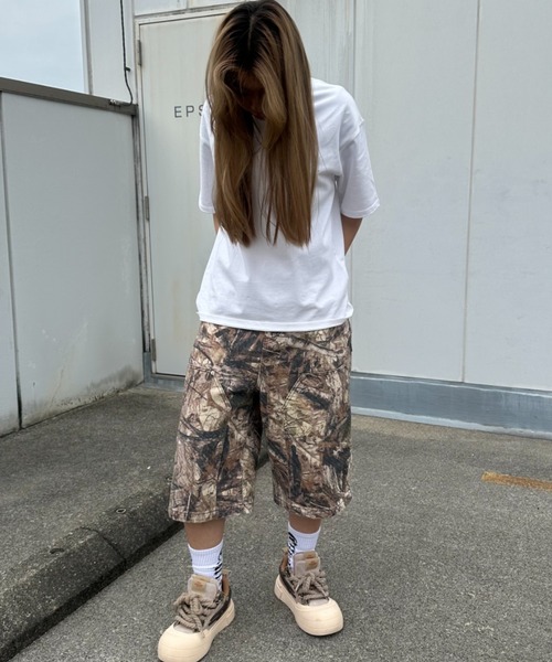 ATMARK（アットマーク）の「《2サイズ展開　/　UNISEX　》ダブルニー　クロスショーツ　ハーフパンツ（デニムパンツ・メンズ・ブラック/カーキ/サックスブルー/インディゴブルー・MEDIUM/LARGE）」の9枚目の写真