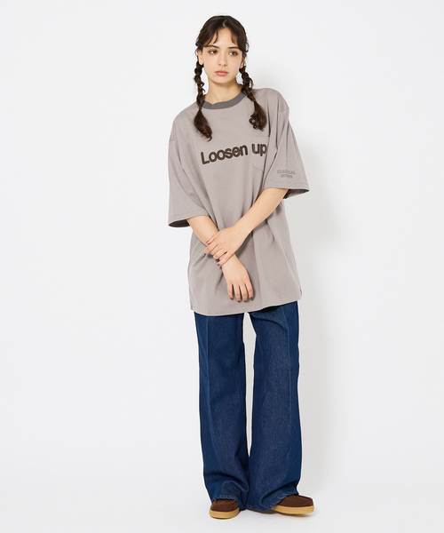 AMERICANA(アメリカーナ)の「【Charcoal(チャコール)× Americana(アメリカーナ)】ポケット付きトリムTシャツ/ユニセックス(Tシャツ/カットソー・メンズ・ベージュ/ライトグレー・L/M)」の3枚目の写真