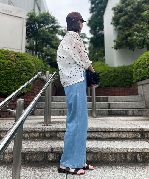 fredy couleur(フレディクルール)の「楊柳ドット5分袖ブラウス(シャツ/ブラウス・レディース・ホワイト系その他/ブラウン系その他/ブラック系その他・38)」の5枚目の写真