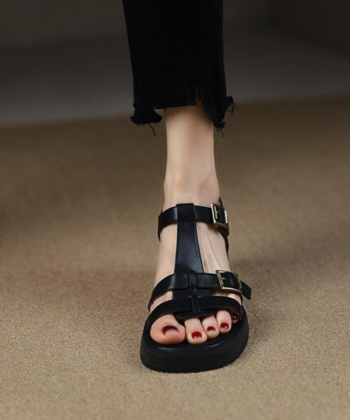 IRADOWL（アイラドール）の「ゴールドバックル 厚底サンダル チャンキーヒール（サンダル・レディース・ブラウン/ブラック・35/36/37/38/39）」の6枚目の写真