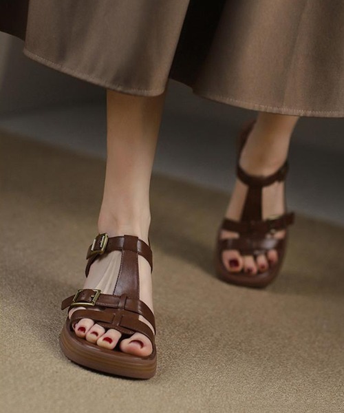 IRADOWL（アイラドール）の「ゴールドバックル 厚底サンダル チャンキーヒール（サンダル・レディース・ブラウン/ブラック・35/36/37/38/39）」の10枚目の写真