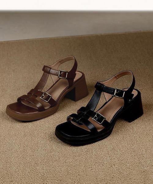 IRADOWL（アイラドール）の「ゴールドバックル 厚底サンダル チャンキーヒール（サンダル・レディース・ブラウン/ブラック・35/36/37/38/39）」の13枚目の写真