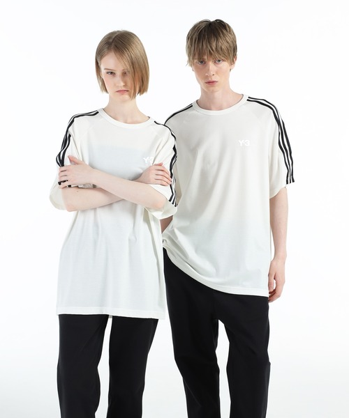 Y-3 ワイスリー Tシャツ・カットソー 白 XL 2006724N0021 Y-3 SHORT SLEEVE TEE 3-STRIPES(Tシャツ/カットソー)|Y-3