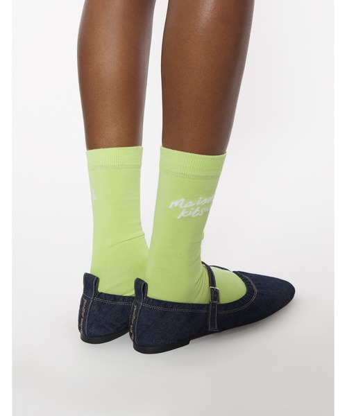 Maison Kitsune(メゾンキツネ)の「MAISON KITSUNE HANDWRITING SOCKS(ソックス/靴下・レディース・ラベンダー/ライム/ピンク・M/L)」の6枚目の写真