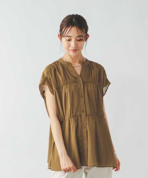 GLOBAL WORK（グローバルワーク）の「エアリーリラックスブラウスノースリーブ/492316（シャツ/ブラウス・レディース・マスタード/レッド/ブラック/オフホワイト・MEDIUM/LARGE）」の3枚目の写真