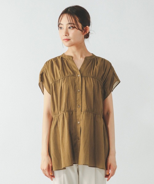 GLOBAL WORK（グローバルワーク）の「エアリーリラックスブラウスノースリーブ/492316（シャツ/ブラウス・レディース・マスタード/レッド/ブラック/オフホワイト・MEDIUM/LARGE）」の17枚目の写真