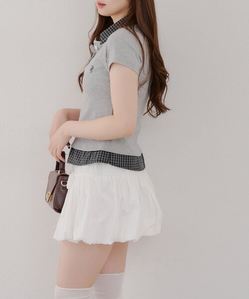 Another Branch olive des olive(アナザーブランチオリーブデオリーブ)の「チェックSHドッキングT(Tシャツ/カットソー・レディース・ネイビー/グレー・FREE)」の9枚目の写真
