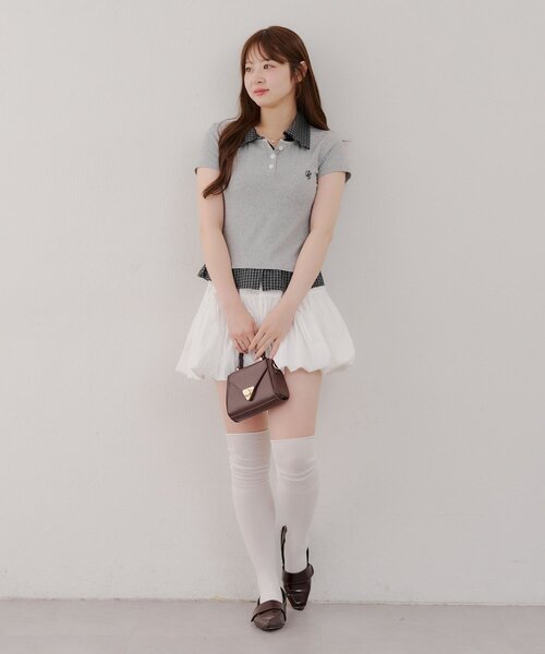 Another Branch olive des olive(アナザーブランチオリーブデオリーブ)の「チェックSHドッキングT(Tシャツ/カットソー・レディース・ネイビー/グレー・FREE)」の8枚目の写真