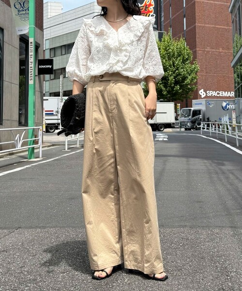 ブラウス シャツ レースフリルカラーブラウス レディース セール】レースフリルカラーブラウス（シャツ/ブラウス）｜fredy