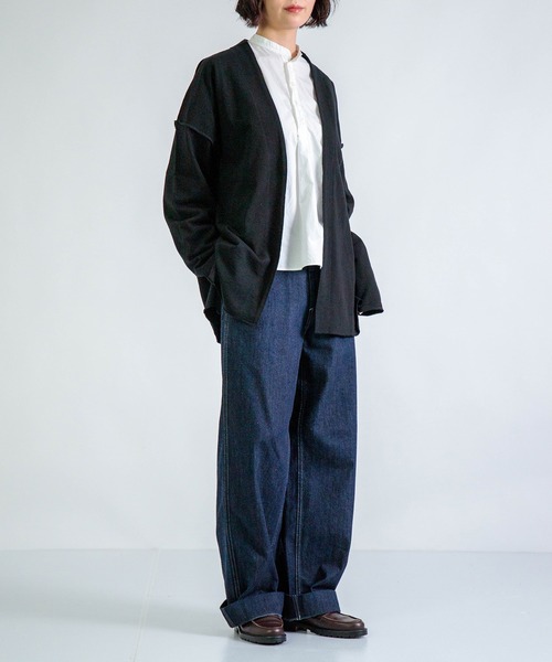 ALWEL（オルウエル）の「[ALWEL] INSIDEOUT JACKET / インサイドアウト ジャケット（ノーカラージャケット・レディース・ブラウン/ブラック・FREE）」の16枚目の写真