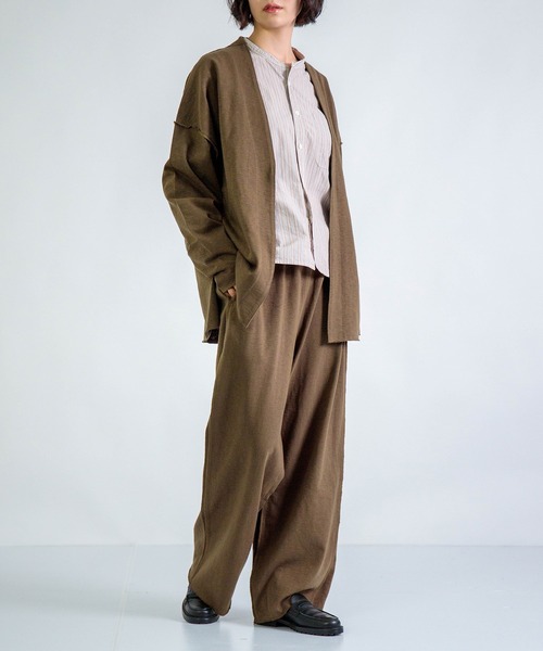 ALWEL（オルウエル）の「[ALWEL] INSIDEOUT JACKET / インサイドアウト ジャケット（ノーカラージャケット・レディース・ブラウン/ブラック・FREE）」の7枚目の写真