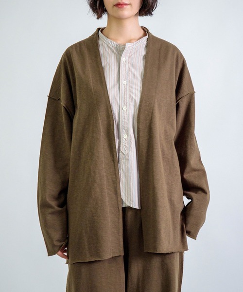 ALWEL（オルウエル）の「[ALWEL] INSIDEOUT JACKET / インサイドアウト ジャケット（ノーカラージャケット・レディース・ブラウン/ブラック・FREE）」の3枚目の写真