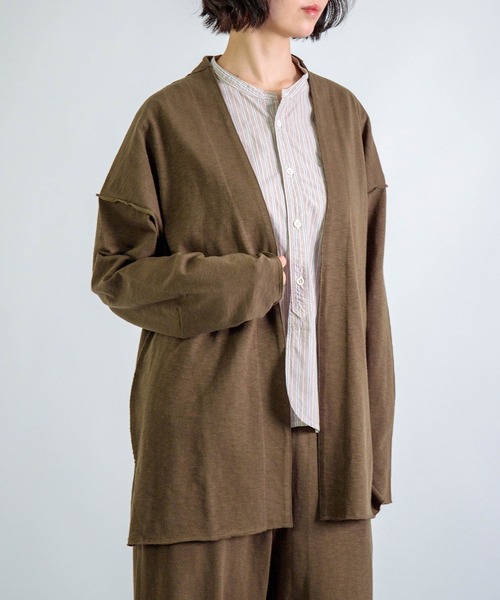 ALWEL（オルウエル）の「[ALWEL] INSIDEOUT JACKET / インサイドアウト ジャケット（ノーカラージャケット・レディース・ブラウン/ブラック・FREE）」の4枚目の写真