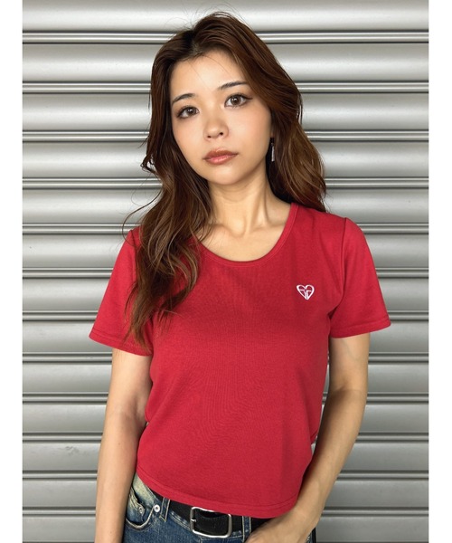 EGOIST（エゴイスト）の「ハートロゴチビTシャツ（Tシャツ/カットソー・レディース・ホワイト/レッド/ブラック・FREE）」の3枚目の写真