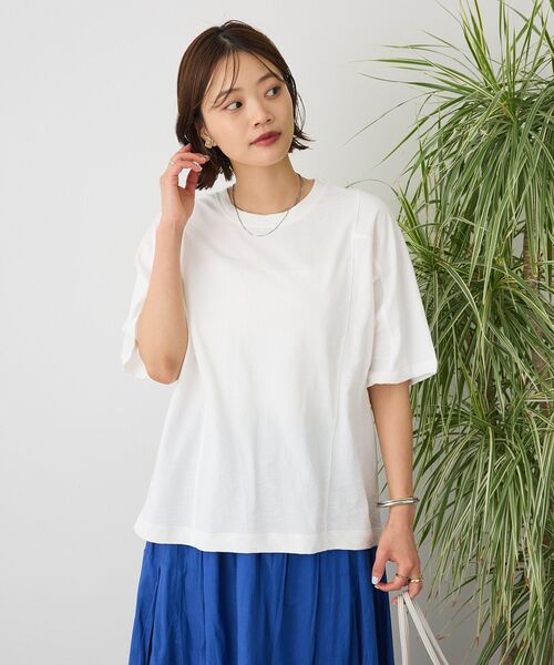 CRAFT STANDARD BOUTIQUE（クラフトスタンダードブティック）の「カットクレープワイドキリカエTee（Tシャツ/カットソー・レディース・ブラウン/パープル/イエロー/オレンジ/ブラック/ホワイト・FREE）」の13枚目の写真
